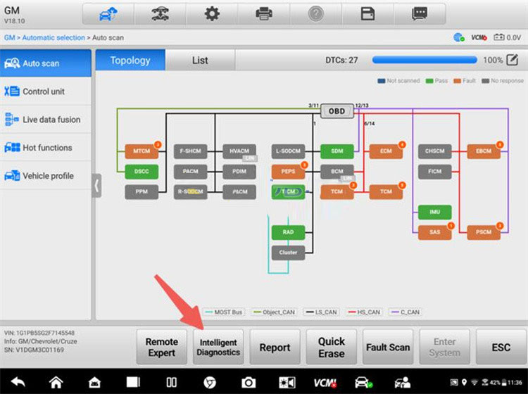 Access MOTOR TruSpeed via Intelligent Diagnostics on Autel